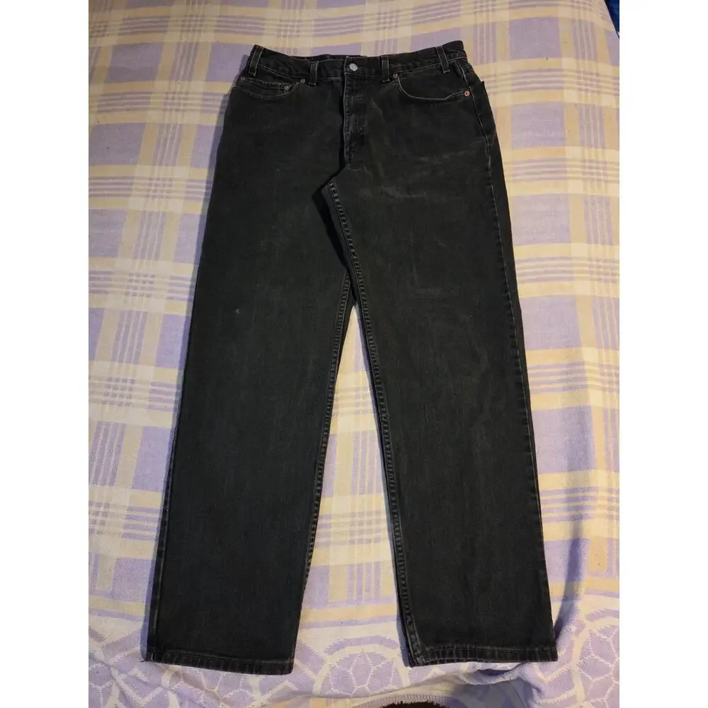 Vtg Levis 550 Mens 36 X 34 Fit 34 X 32 Relaxed Fit Denim Jeans Black Faded 90s